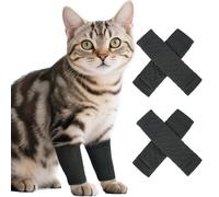 ROZKITCH 4PCS Dog Elbow Protector for Front and Back Legs, Breathable Leg Sleeve to Stop Licking Scratching Wound, Prevent Skin Problems Leg Wrap Knitting Covers for Small Dogs Grey L