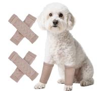 ROZKITCH 4PCS Dog Leg Warmers for Front and Back Legs, Knitting Elbow Pads for Hygroma Callus, Leg Protectors for Medium Small Dogs Bulldog, Standard Schnauzer, Springer Spaniel Cinnamon XL