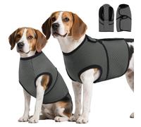 ROZKITCH Dog Anxiety Shirt Calming Jacket, Mesh Dog Anxiety Vest for Thunderstorm Fireworks Travel Vet Visit Separation Anxiety Relief Outdoor Indoor Elastic Breathable Calming Shirt Wrap Grey L