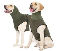 ROZKITCH Dog Anxiety Shirt Calming Jacket with Hoodie Dog Ears Cover 2 in 1, Dog Anxiety Jacket with Ear Wrap for Fireworks Travel Vet Visits Separation Anxiety Relief, Calming Shirt Wrap Green 3XL