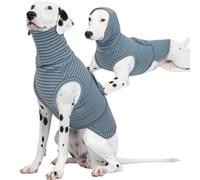 ROZKITCH Dog Compression Shirt Anxiety, Soft Fleece Pullover Pajamas, Pet Windproof Dog Noise Cancelling, Head and Neck Cover, Calming Jacket BlueStripe 4XL