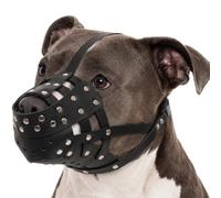 ROZKITCH Dog Muzzle for Large Dogs, Soft Mouth Guard to Stop Barking Biting Eating Outdoor, Adjustable PU Leather Basket Muzzle for Mesocephaly Breeds for Secure German Shepherd Pit Bull M
