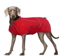 ROZKITCH Dog Raincoat Jacket Waterproof Windproof Dog Rain Jacket with Fleece Liner and Leash Hole Reflective Strip for Medium Large Dog, Adjustable Poncho Vest for Outdoor Hiking Travel Red 3XL