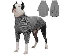 ROZKITCH Dog Sweaters for Medium Dogs Girl Boy, Striped Sweatshirts with Front Legs for Pet Fall Winter Spring for Beagle, Pembroke Welsh Corgi Blackwhite M