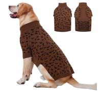 ROZKITCH Knitted Dog Sweater for Large Dogs, Turtleneck Pullover for Winter, Soft Warm Clothes for Labradors Rottweilers Poodles Khaki 5XL