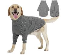 ROZKITCH Large Dog Sweaters for Large Dogs Girl Boy, Pullover Cold Weather Sweater with Leash Hole, Striped Sweatshirts for Pet Fall Winter Spring Doberman Pinscher, Alaskan Malamute Blackwhite 2XL