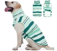 ROZKITCH Striped Dog Sweater with Leash Hole,Comfortable for Long Walks Outdoor Acticities, Soft Fleece Vest Pajamas for Giant Breeds Great Dane, English Mastiff, Tibetan Mastiff BlueStripe 4XL