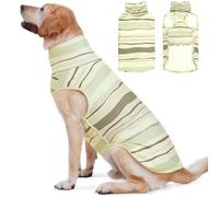 ROZKITCH Turtleneck Dog Shirt with Leash Hole, Soft Pet Sweatshirt Stretchy Striped Pullover Shirt for Large Dogs, All-Day Comfort Sweaters ShallowCoffee 2XL