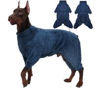 ROZKITCH Warm Dog Pajamas for Large Dogs, Windproof Full Coverage Pet Pjs, Soft Fleece Jacket with Four Legs, Pullover Winter Coat with Super Warm Jump Suit Blue XXL