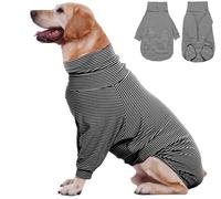 ROZKITCH XXXL Dog Sweaters for Large Dogs Girl Boy, Striped Fleece Sweatshirts for Pet Fall Winter Daily Wear Outdoor Walk Hiking Travelling Spring Alaskan Malamute, St. Bernard Blackwhite 3XL