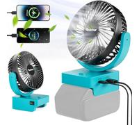 Rozlchar Portable Cordless Fan Compatible For Makita 18V Battery, Work for BL1860 BL1850 BL1840 BL1830, Jobsite Fan With USB A+C Fast Charging For Camping Workshop and Construction Site(No Battery)