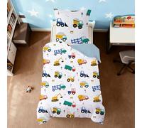 ROZTYLJ Cot Bed Duvet Cover Set Construction Diggers Kids Bedding Set for Boys/Junior, Toddler Comforter Cover with Zip 120x150 cm with Pillowcase 40x60cm