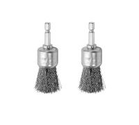 ROZZLOOM 1 Inch Abrasive Wire Pen Brush for Drill - 1/4 Inch Hex Shank Wire Pen Brush - Stainless Steel Crimped Carbon Steel Brush for Rust,Cleaning,Deburring,Removing Paint-2pcs