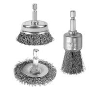 ROZZLOOM 2'' Wire Cup Brush, Wheel Brush, 1'' Pen Brush Set for Drill - 3pcs Abrasive Wire Brush with 1/4 Inch Hex Shank - Crimped Carbon Steel Wire Brush for Removing Paint/Rust/Stripping/Corrosion