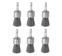 ROZZLOOM Abrasive Wire Pen Brush for Drill - 1/4 Inch Hex Shank 1 Inch Wire Pen Brush - Stainless Steel Crimped Carbon Steel Brush for Rust,Cleaning,Deburring,Removing Paint-6pcs