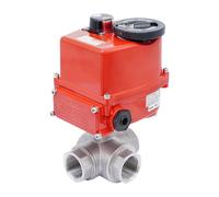 Rp 1 1/4'' 3-Way Stainless Steel Electric Ball Valve T-port 24 V AC/DC
