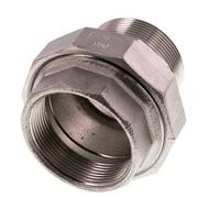 Rp 2'' x R 2'' F/M Stainless steel Double Nipple 3-pieces with Conically sealing 16 Bar