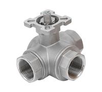 Rp 3/8'' 3-Way L-Port Stainless Steel Ball Valve 69 bar RTFE ISO-Top F04 - TamesonPRO 1125-038-L