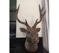 RP Home Vintage Aged Resin Reindeer Deer Stags Antlers Head Wall Mounted Large Sculpture