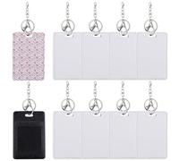 RP Remarkable Power, 10 Pack Rectangle Sublimation Work Card Holder Leather Badge Holders with Keychian for Men Women Business