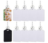 RP Remarkable Power, 10 Pack Sublimation Work Card Holder Leather Badge Holders with Keychian for Men Women Business