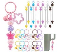 RP Remarkable Power, 12 Pack Beadable Cup Charms Bar Blank with Star Bell for Bottle 6 Colors