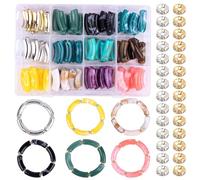 RP Remarkable Power, 133 Pack Acrylic Chunky Tube Beads Bamboo Tube Bead Curved Noodle Beads with Elastic Strings for DIY Bracelet Jewelry Making