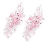 RP Remarkable Power, 2 Pack Pink 3D Floral Embroidery Applique Sequin Sew on Patches Flower Lace Embroidered for Sewing Making Clothes