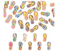 RP Remarkable Power, 50 Pack Flip Flop Charms Polymer Clay Cabochon Flower Printed Slipper Ornament for DIY Crafts