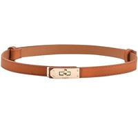 RPAEOY Belts For Women PU Leather Skinny Thin Belt Waistband Adjustable Elastic Belt Waist Belt For Dresses Jeans Coats Accessories BrownA