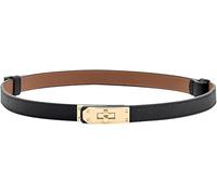 RPAEOY Belts For Women PU Leather Skinny Thin Belt Waistband Adjustable Elastic Belt Waist Belt For Dresses Jeans Coats Accessories BlackA