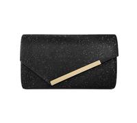 RPAEOY Clutch Bags for Women Sparkly Glitter Envelope Evening Bag Gold Edge Strip Detachable Chain Strap Handbag Wedding Engagement Cocktail Party Banquet Date Prom Ladies (Black)