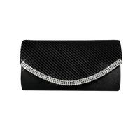 RPAEOY Clutch Bags for Women Sparkly Rhinestone Diamante Satin Evening Bag Detachable Chain Strap Handbag Wedding Engagement Cocktail Party Banquet Date Prom Formal Dress Ladies (Black)