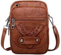 RPAEOY Compact Braided Detail Leather Cell Phone Crossbody Purse Shoulder Bag Small Messenger Pouch Wallet Case Women