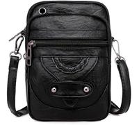RPAEOY Cross Body Bag Women Small Lightweight Phone Bag Headphone Port Adjustable Removable Shoulder Strap Multi Pockets Soft Leather for Shopping Travel Birthday Daily Use (Black)