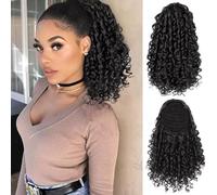 RPAEOY Curly Ponytail Extension Wrap Around Corn Wave Ponytail Hair Wigs Pieces DIY Natural Human Synthetic Clip on Hairpiece Extension For Women Girls Black