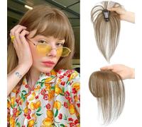 RPAEOY Fringe Pony Hairpiece, 100% Hair Topper, Real Hair, 360° Coverage, Clip, One Piece, Fringe Bangs for Women, Fringe, Wispy, Thin Hair (Light Brown)