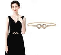 RPAEOY Gold Belts For Women Metal Skinny Thin Belt Waistband Adjustable Elastic Belt Gold Chain Waist Belt For Dresses Coats Accessories GoldC