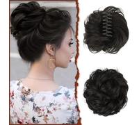 RPAEOY Messy Hair Bun Extensions Curly Wavy Hair Scrunchies for Women Girls Claw Clip Synthetic Donut Updo Ponytail Hair Hair Accessories Extensions Hair (Black)