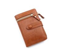 RPAEOY Purses for Women Bifold PU Leather Zipper Coin Pocket Cash ID Credit Card Holder Small Lightweight Multiple Card Slots Roomy Compartment Purse Button Birthday Gifts Wallet (Brown)