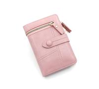 RPAEOY Purses for Women Bifold PU Leather Zipper Coin Pocket Cash ID Credit Card Holder Small Lightweight Multiple Card Slots Roomy Compartment Purse Button Birthday Gifts Wallet (Pink)