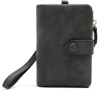 RPAEOY Purses for Women Trifold PU Leather Zipper Snap Coin Pocket Cash ID Credit Card Holder Small Lightweight Multiple Card Slots Roomy Compartment Purse Button Birthday Gifts Wallet (Black)