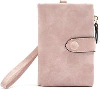 RPAEOY Purses for Women Trifold PU Leather Zipper Snap Coin Pocket Cash ID Credit Card Holder Small Lightweight Multiple Card Slots Roomy Compartment Purse Button Birthday Gifts Wallet (Pink)