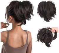 RPAEOY Synthetic Curly Ponytail Extension for Women Hairpiece Messy Chignon Scrunchie Fake Ponytail Hair Extensions Natural Wavy Hair Extensions (Brown Black)