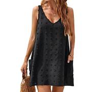 RPAEOY Women Beach Cover Ups V Neck Beach Tank Dress Summer Beachwear Swimsuit Cover Up Summer Casual Swimwear Sexy Bathing Suit (Black,S)