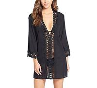 RPAEOY Women Bikini Cover Ups Hollow Out Deep V Neck Beach Dress Beachwear Swimsuit Cover Up Summer Casual Swimwear Sexy Bathing Suit(Black,M)