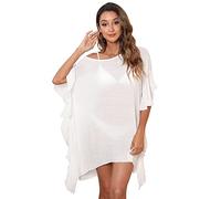 RPAEOY Women Bikini Cover Ups Tassel Ruffled Sleeves Beach Dress Beachwear Swimsuit Cover Up Summer Casual Swimwear Sexy Bathing Suit (White)