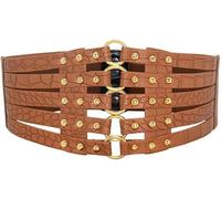 RPAEOY Women Elastic Corset Waist Belt Wide Leather Cut Out Rivets Elastic Stretchy Vintage Retro Cinch Belt Waistband for Dress Coat Shirt Cosplay Costume (#3)