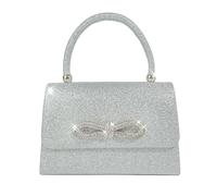 RPAEOY Women's Clutch Bags Elegant Bow Tie Glitter Evening Bag Shoulder Bag Chain Sparkly Crossbody Hand Tote Bag for Formal Prom Party Wedding Cocktail Silver