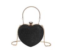 RPAEOY Women's Clutch Bags Heart Shaped Elegant Sparkly Evening Bag Hard Shell Clutches Tote Vintage Handbag Chain Shoulder Crossbody Bag for Prom Wedding Cocktail Party Ladies Black